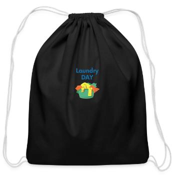 laundry day - Cotton Drawstring Bag - black - Front