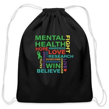 Mental Health Awareness Month Shirt - Cotton Drawstring Bag - black - Front