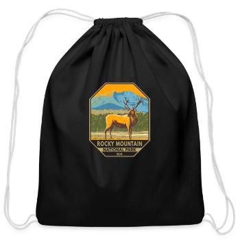 Rocky Mountain National Park Colorado Elk Vintage - Cotton Drawstring Bag - black - Front
