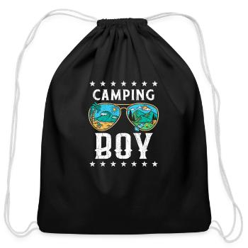 Camping Boy - Cotton Drawstring Bag - black - Front