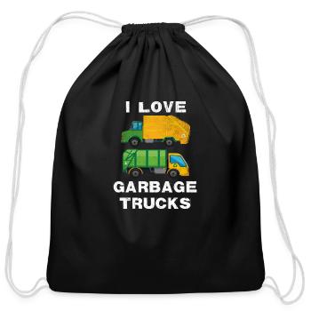 Garbage Trucks - Cotton Drawstring Bag - black - Front