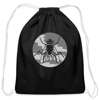 Round house fly small - Cotton Drawstring Bag - black - Front