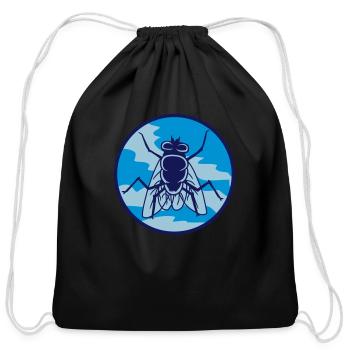 circle house fly small - Cotton Drawstring Bag - black - Front