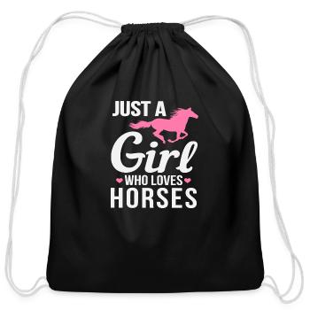 Just A Girl Who Loves Horses Funny Horse design - Cotton Drawstring Bag - black - Front
