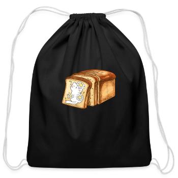Cat Flower Toast, Funny Cat - Cotton Drawstring Bag - black - Front