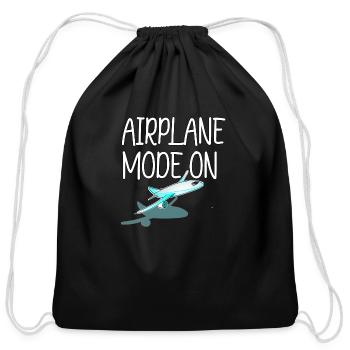 Airplane Mode On - Cotton Drawstring Bag - black - Front