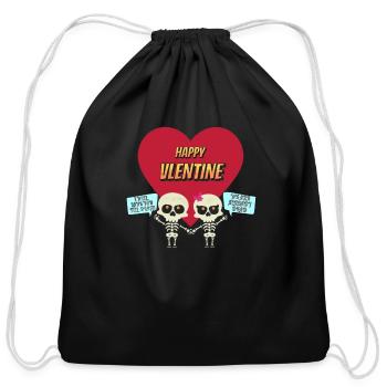 love t shirt valentine day funny - Cotton Drawstring Bag - black - Front