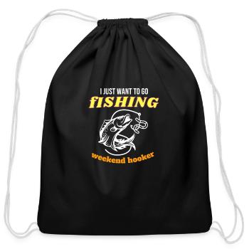 Fishing Lifestyle weekend hooker - Cotton Drawstring Bag - black - Front