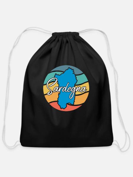 retro sardegna - Cotton Drawstring Bag - black