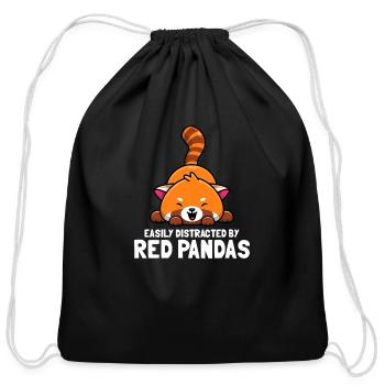 Easily Distracted Red Pandas Red Panda - Cotton Drawstring Bag - black - Front