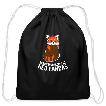 Easily Distracted Red Pandas Love Red - Cotton Drawstring Bag - black - Front