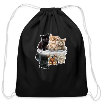 Funny Cat Team Mirror Kitten Cute - Cotton Drawstring Bag - black - Front