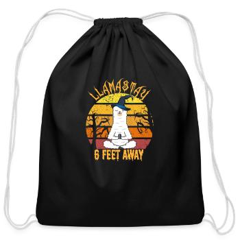 Halloween Llamastay 6 Feet Away - Cotton Drawstring Bag - black - Front