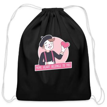 Cute Mime Heart Belongs To You Funny Love Pun - Cotton Drawstring Bag - black - Front