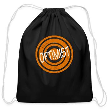 Optimist White Word - Cotton Drawstring Bag - black - Front