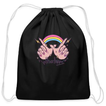 Whatevs - Cotton Drawstring Bag - black - Front