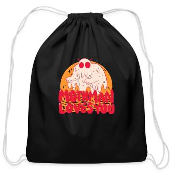Mothman Loves You - Cotton Drawstring Bag - black - Front