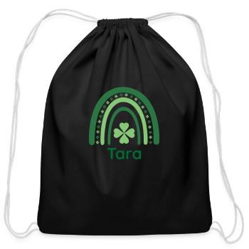 Tara Clover Charm Boho Rainbow - Cotton Drawstring Bag - black - Front