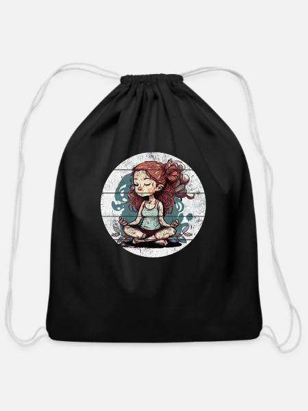 Yoga Girl - Cotton Drawstring Bag - black