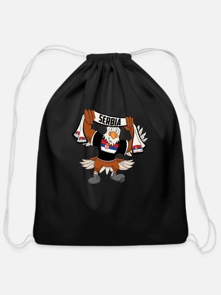 Serbian Eagle - Cotton Drawstring Bag - black
