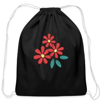 Red Daisy - Cotton Drawstring Bag - black - Front