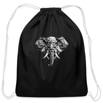 Low poly elephant sketch - Cotton Drawstring Bag - black - Front