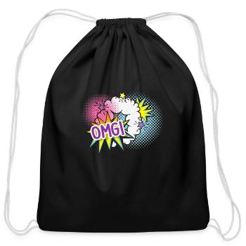 OMG ! - Cotton Drawstring Bag - black - Front