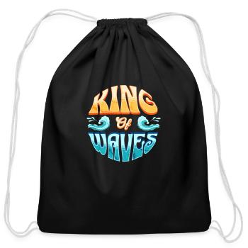 King Of Waves - Cotton Drawstring Bag - black - Front