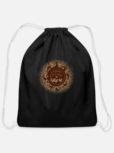 National Cat Day is every day. - Cotton Drawstring Bag - black