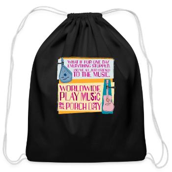 Play Music on the Porch Day 2023 - Cotton Drawstring Bag - black - Front