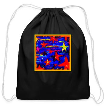 Red Colorful Stars. Buy Now - Cotton Drawstring Bag - black - Front