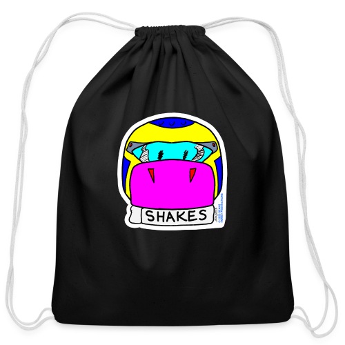 Shakes the Cow in Racing Helmet - Cotton Drawstring Bag
