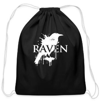 black raven - Cotton Drawstring Bag - black - Front