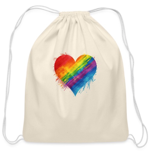 Watercolor Rainbow Pride Heart - LGBTQ LGBT Pride - Cotton Drawstring Bag