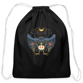 Celestial Blue Mothman With Red Eyes - Cotton Drawstring Bag - black - Front