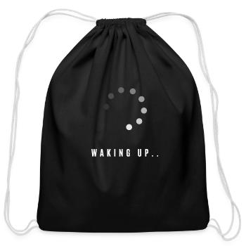 Coffee Loading Waking Up - Cotton Drawstring Bag - black - Front