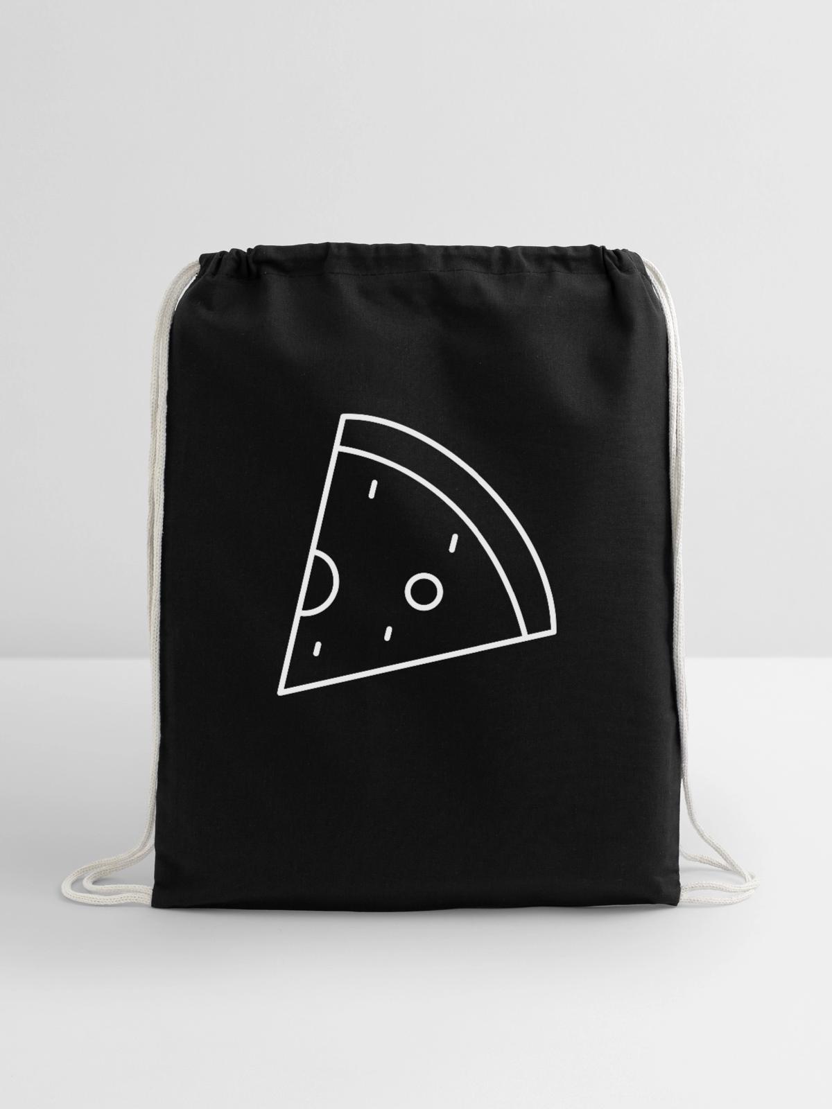 Pizza Slice - Cotton Drawstring Bag - black - Front