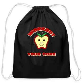Workout Your Apple Core - Cotton Drawstring Bag - black - Front