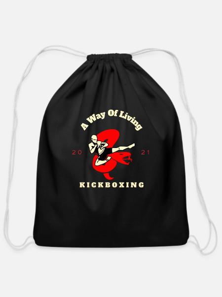 A Way Of Living Kickboxing - Cotton Drawstring Bag - black