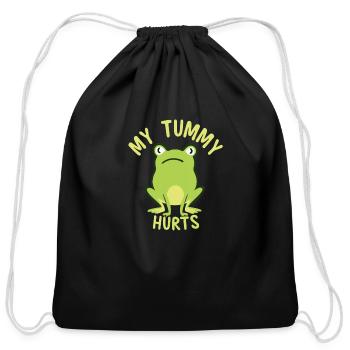 Funny My Tummy Hurts frog - Cotton Drawstring Bag - black - Front