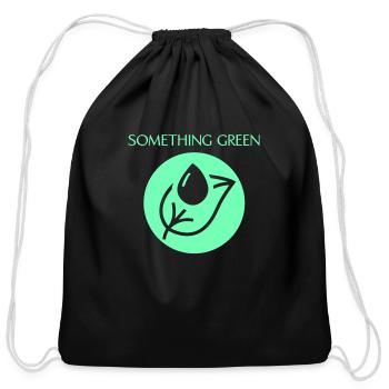 something green - Cotton Drawstring Bag - black - Front