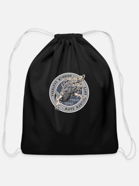 Fearless Warrıor Mixed Martia Arts - Cotton Drawstring Bag - black