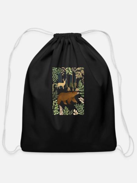 Beautiful Nature Art - Cotton Drawstring Bag - black