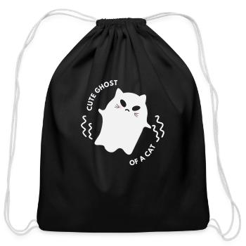 Cute Ghost Of A Cat - Cotton Drawstring Bag - black - Front
