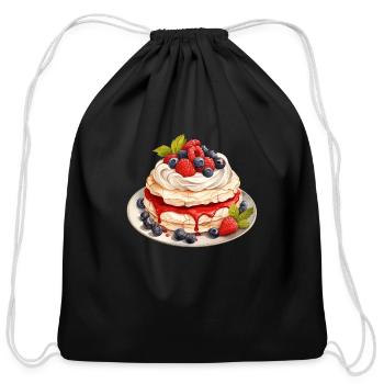 Mixed Berries Pavlova - Cotton Drawstring Bag - black - Front