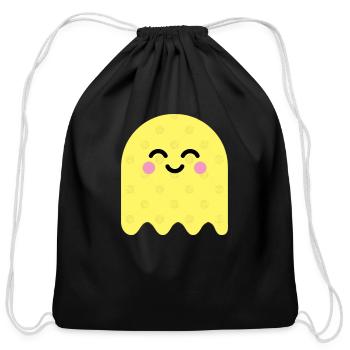 Cute Ghost Yellow - Cotton Drawstring Bag - black - Front