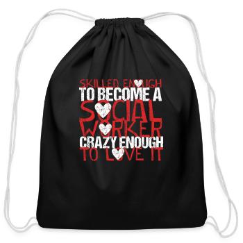 Skilled Social Worker - Cotton Drawstring Bag - black - Front