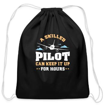 Skilled Pilot - Cotton Drawstring Bag - black - Front