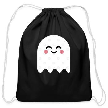 Cute Ghost White - Cotton Drawstring Bag - black - Front