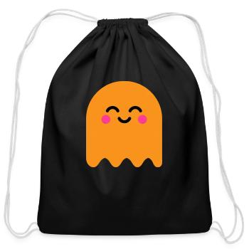 Cute Ghost Orange - Cotton Drawstring Bag - black - Front
